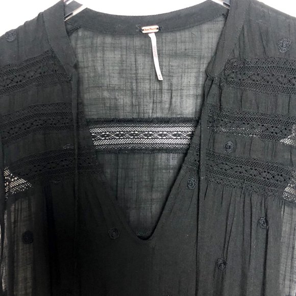 EUC Free People Black Sheer Midnight Midi Dress - Picture 7 of 10